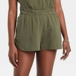 Universal Thread 100% Cotton Gauze Shorts with Pockets Green Medium